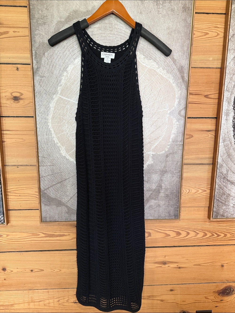 Carmen Marc Valvo Black Crochet Dress - great for cruise or travel - packable